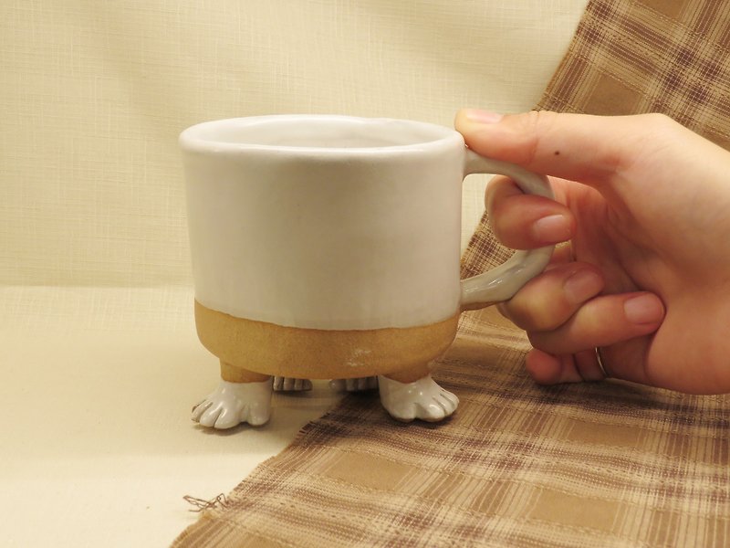 Small hand and foot mug - แก้ว - ดินเผา สีกากี