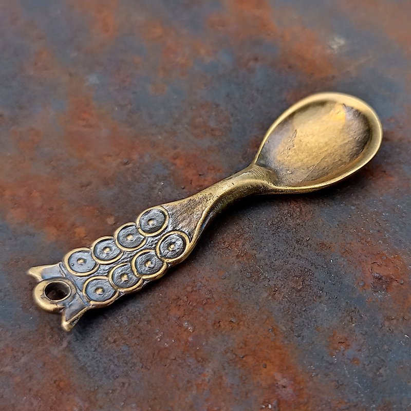 Tiny spoon necklace pendant,mini spoon necklace,small spoon necklace,spoon keych - Necklaces - Copper & Brass Gold