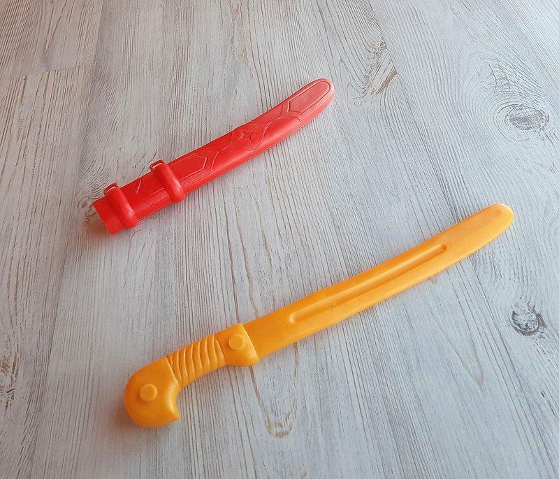 Soviet kids dagger toy vintage - red yellow short sword boys toys plastic - Kids' Toys - Plastic 