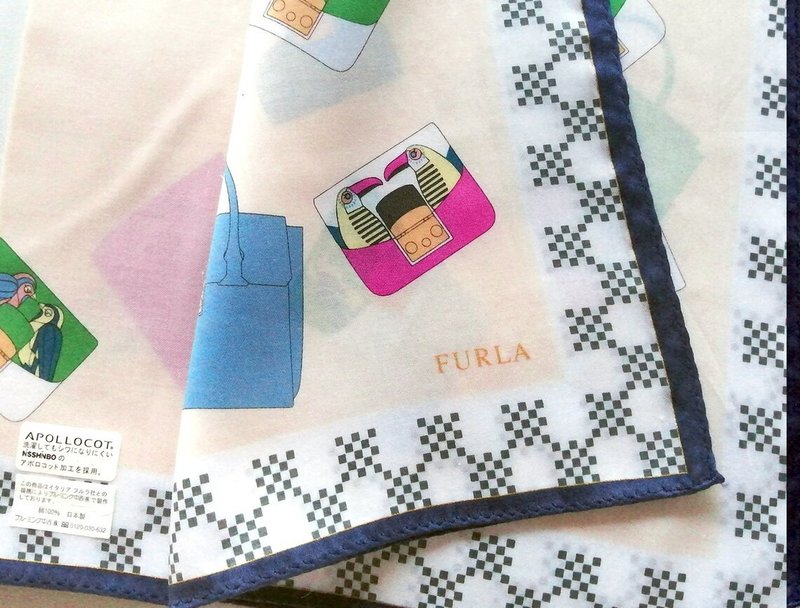 Furla Vintage Handkerchief Women Accessories 20 x 20 inches - 絲巾 - 棉．麻 藍色