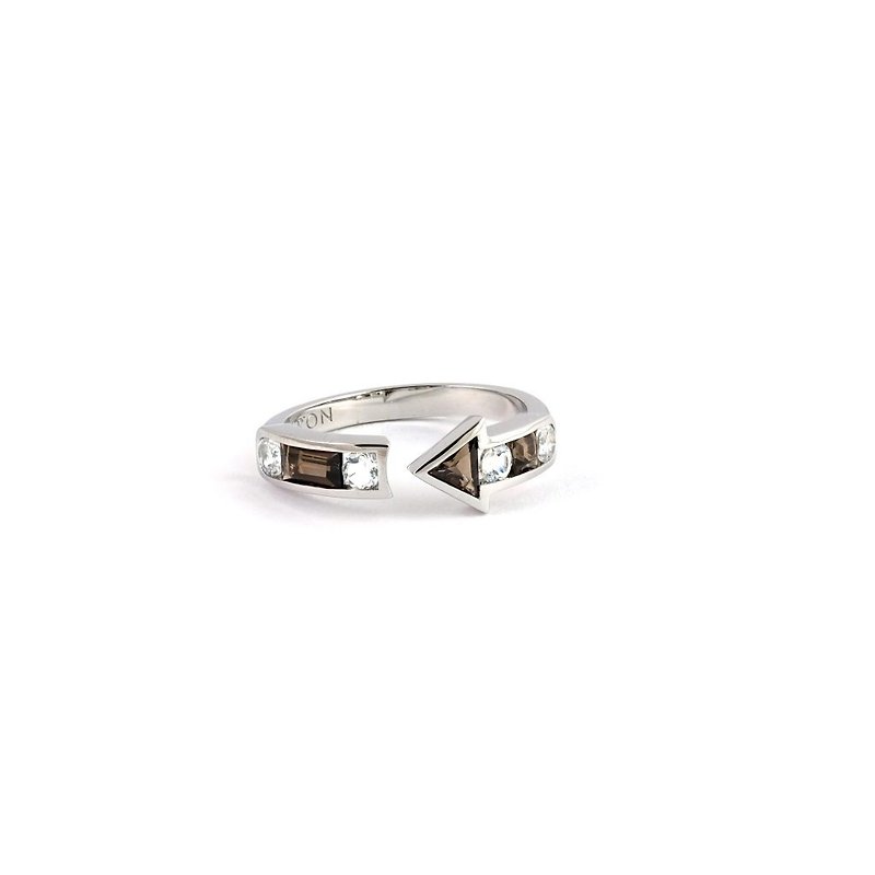 Urban Arrow Ring with Smoky Quartz and White Topaz - General Rings - Semi-Precious Stones Silver