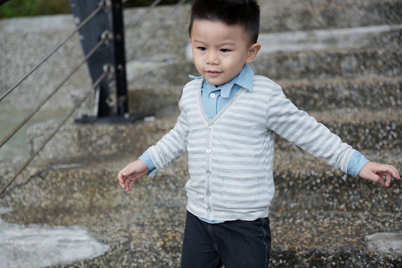 Single-breasted light jacket - see Hai articles hand-made non-toxic children's clothing thin coat cotton - เสื้อโค้ด - ผ้าฝ้าย/ผ้าลินิน สีเงิน