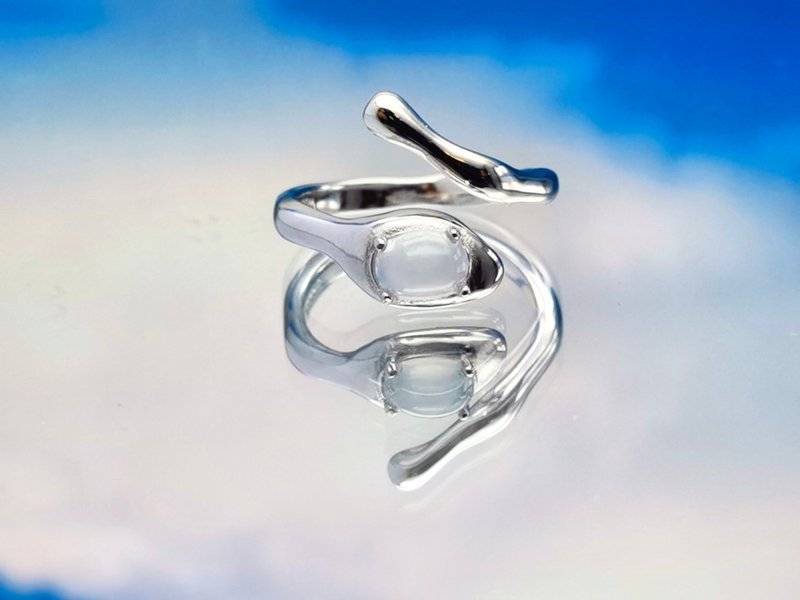 純銀系列 - 白冰翡翠純銀戒指 - 戒指 - 寶石 