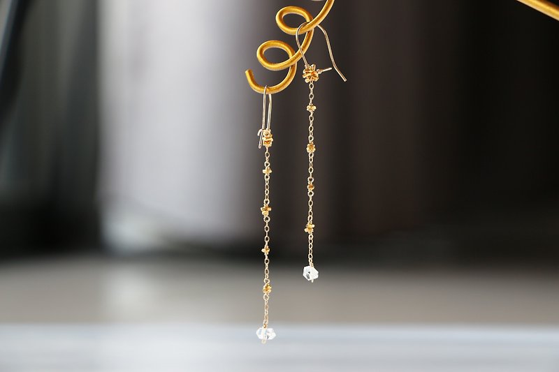 14kgf-Herkimer diamond &karen silver pierced earrings - ピアス・イヤリング - 宝石 ゴールド