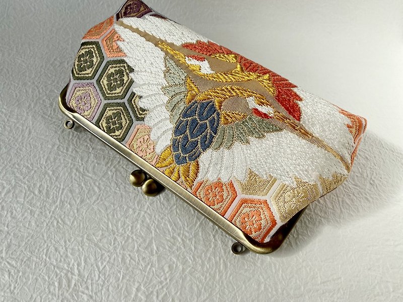 Crane and turtle shell pattern clutch bag - Handbags & Totes - Silk Multicolor