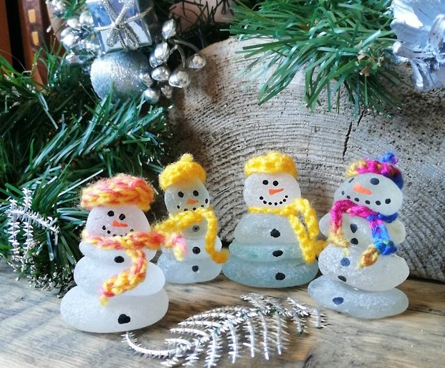 クリスマス ツリーの装飾。シー グラス Snowman.Christmas 雪だるま 