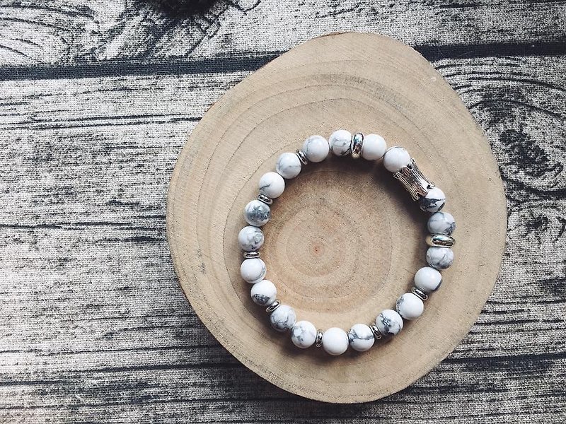 Dali grain white turquoise ore bracelet - Bracelets - Gemstone White
