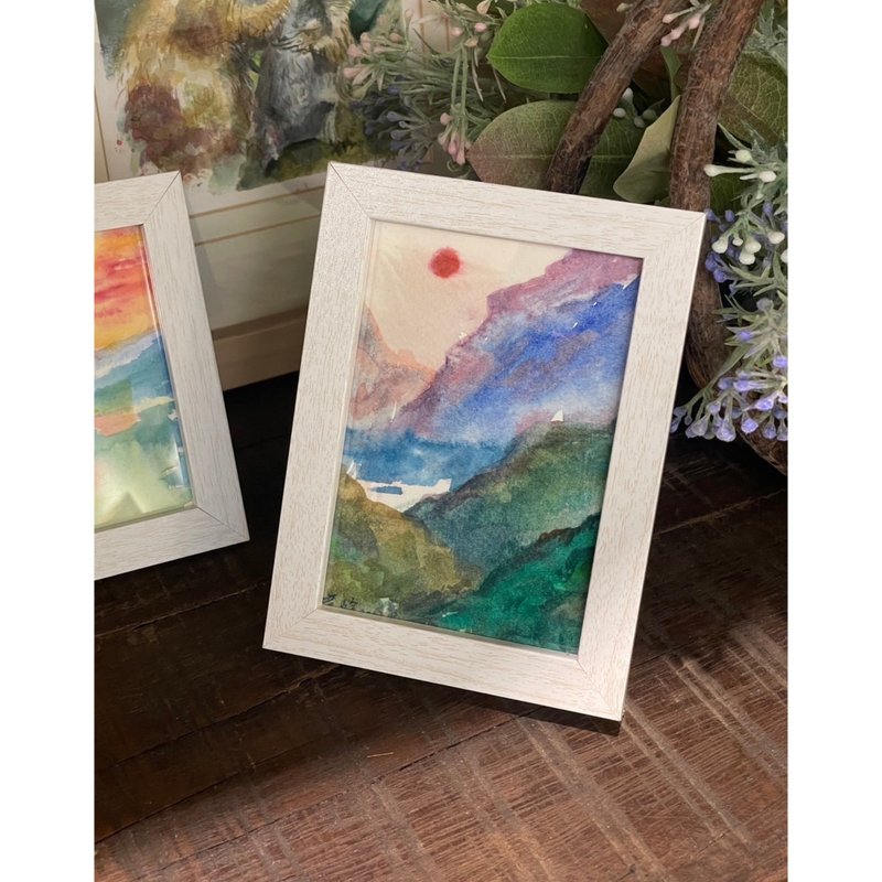 Small Painting Series in the Room-Mountain and Sun - ของวางตกแต่ง - กระดาษ หลากหลายสี