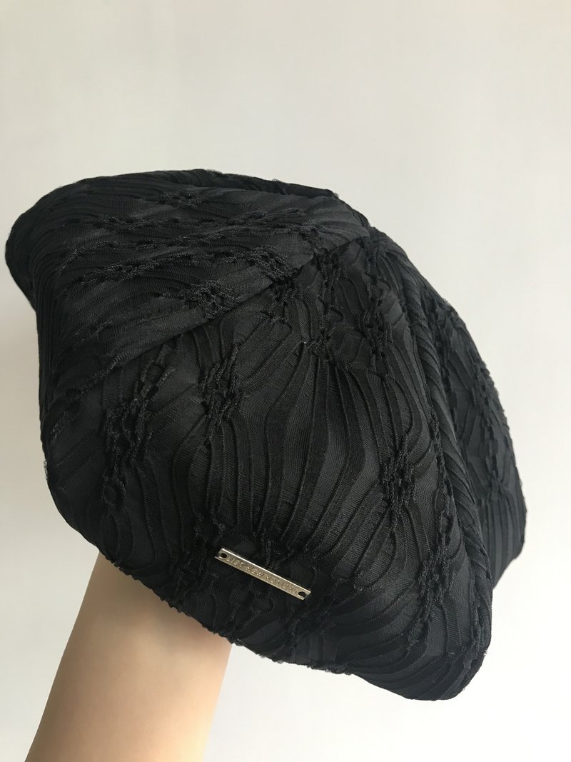 Beret 貝雷帽 | 畫家帽 | 六邊剪裁 | Black mesh - 帽子 - 聚酯纖維 黑色