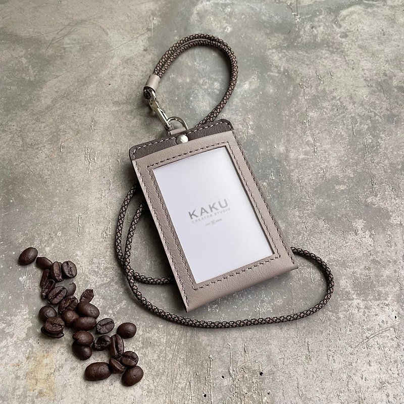 Certificate cover/card holder cloud gray/dark coffee graduation gift - ID & Badge Holders - Genuine Leather Gray