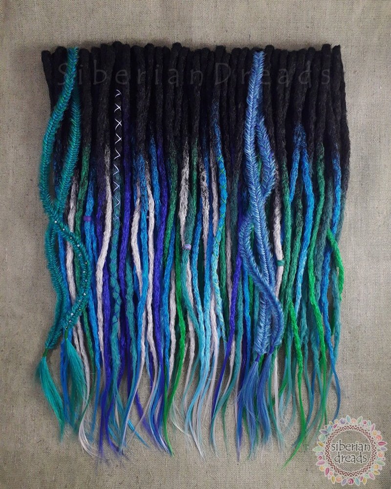Crochet Dreadlocks 'Seaweed' / Purple Blue Green tone crochet bumpy dreads - 髮夾/髮圈 - 其他材質 多色