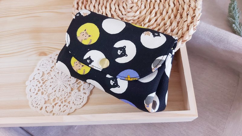 Leodoodoo手作 風琴三層包/收納包/錢包/三層零錢包/多層零錢包 - 錢包/皮夾/長短夾 - 棉．麻 黑色