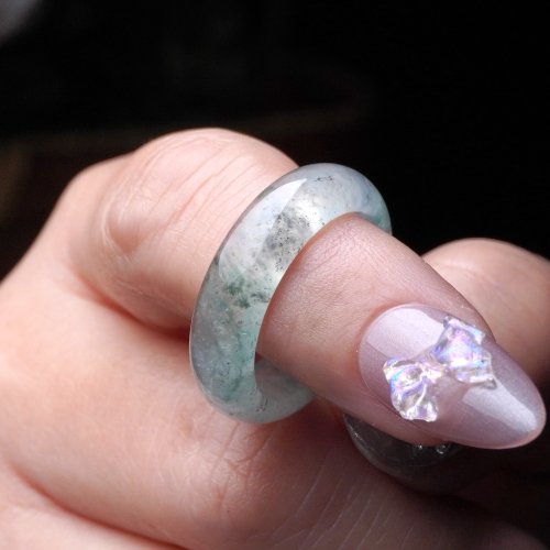 瓔珞珠寶盒 E.L.Jewelry Box 玻璃種飄花翡翠戒指戒圈 | 國際17圍 | 天然緬甸玉翡翠A貨 | 送禮