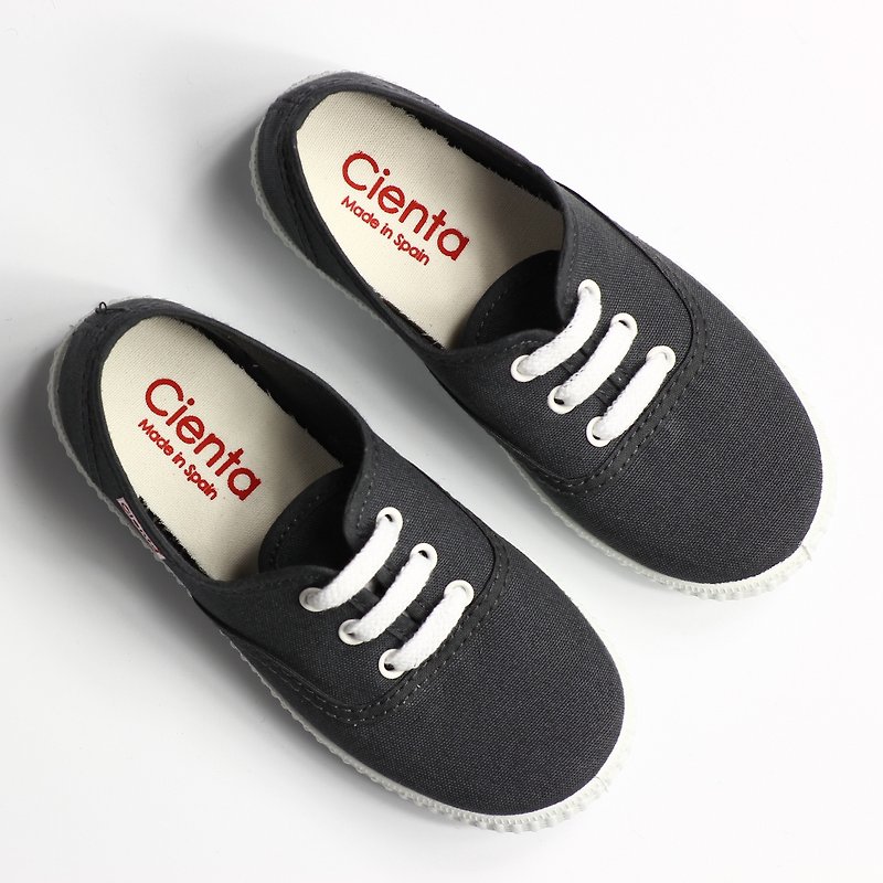 Spanish nationals canvas shoes CIENTA 52000 74 dark gray children, women's shoes size - รองเท้าลำลองผู้หญิง - ผ้าฝ้าย/ผ้าลินิน สีเทา