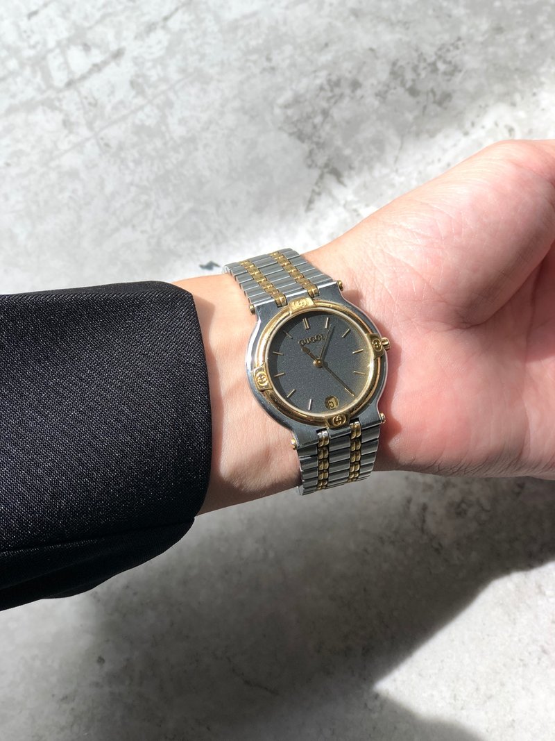 【 日本直送　名牌中古包 】GUCCI グッチ 腕時計 シルバー ゴールド ステンレススチール 9000M vintage ヴィンテージ オールド xs8zww - 女錶 - 不鏽鋼 銀色