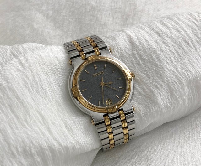 GUCCI 腕時計 シルバー/ゴールド 9000M 074-084 稼働中 日本直送 名牌中古包 】GUCCI グッチ 腕時計 シルバー ゴールド