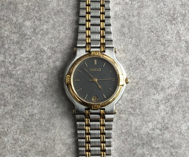 美品 稼働中 GUCCI グッチ シルバー/ゴールド 9000M OH済 日本直送 名牌中古包 】GUCCI グッチ 腕時計 シルバー ゴールド