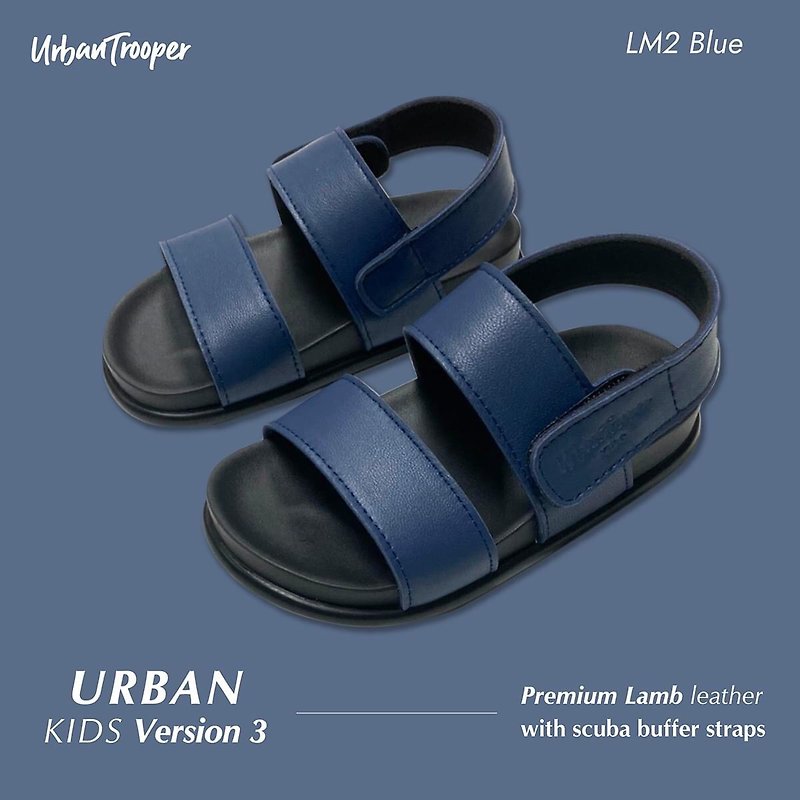 รองเท้า Urban Trooper รุ่น Urban Kids V.3 สีน้ำเงิน (premium lamb leather) - รองเท้าแตะ - หนังแท้ สีน้ำเงิน