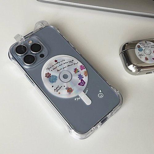 APEEL STUDIO 可愛美式光碟 MagSafe iPhone 隱形支架透明防摔殼 APEEL STUDIO