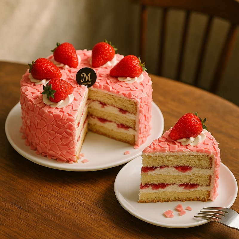 6吋莓心碎片戚風蛋糕Strawberry Crunch Chiffon Cake - 蛋糕/甜點 - 新鮮食材 