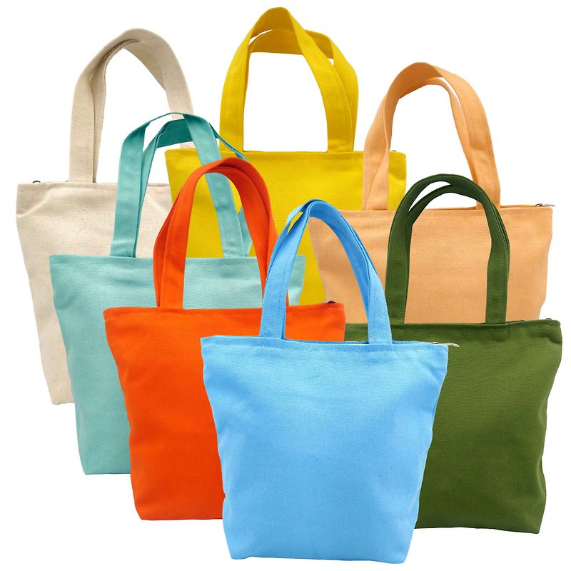 Wuyin colorful zipper tote bag (a set of two bags) - กระเป๋าถือ - ผ้าฝ้าย/ผ้าลินิน หลากหลายสี