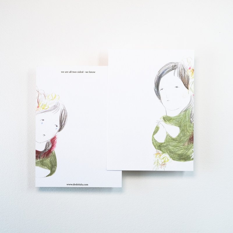 "Two-sided" postcard - การ์ด/โปสการ์ด - กระดาษ สีเขียว