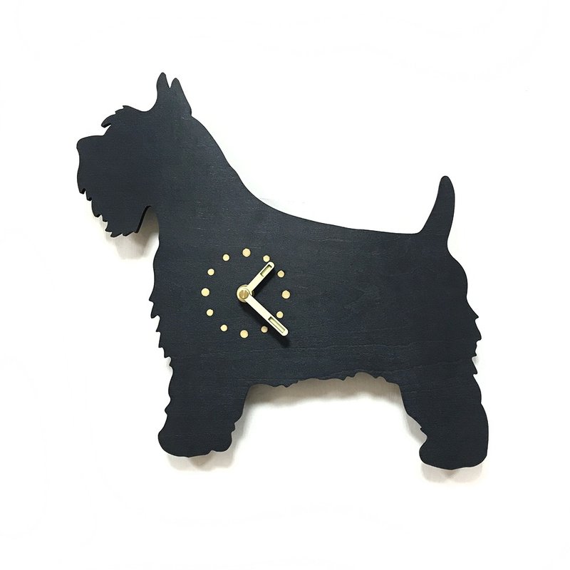 Handmade Wooden Creative Clock Happy Zoo - Schnauzer S - Clocks - Wood Black