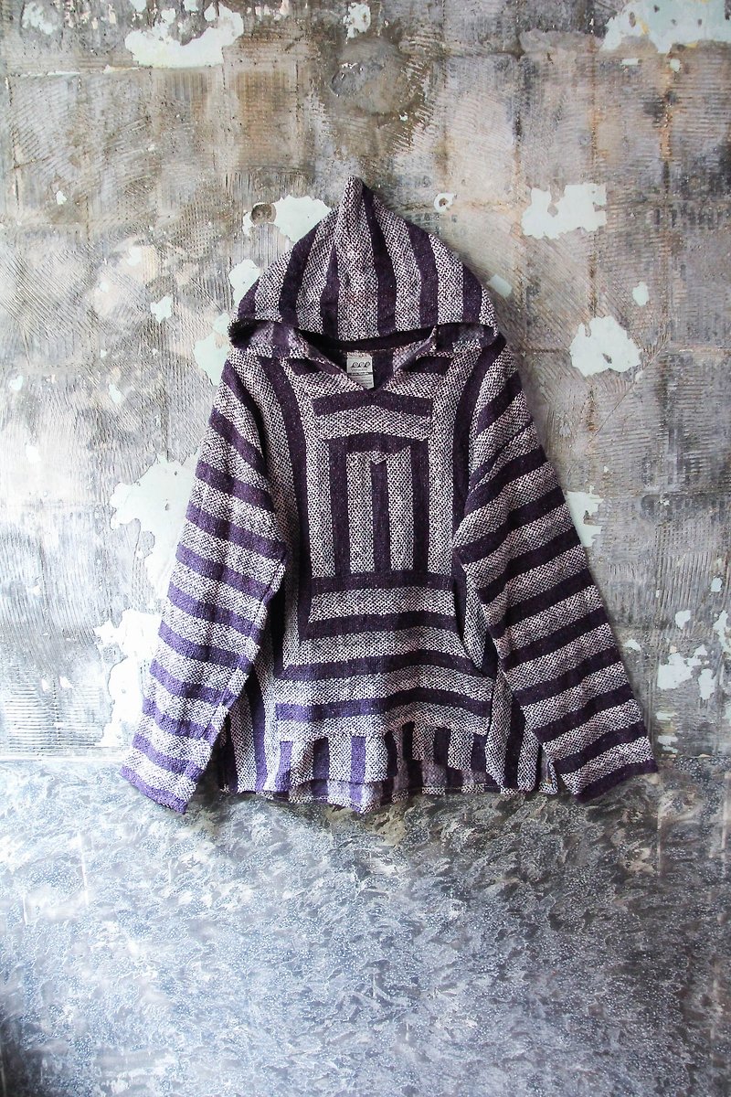袅袅 department store-Vintage purple striped Mexican hat Tee retro - Women's Tops - Cotton & Hemp 