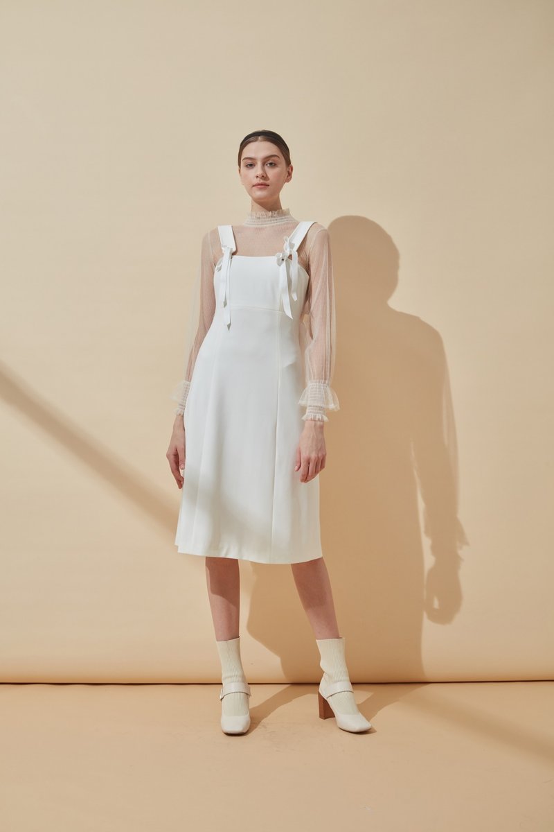 SS21 White Sling Butterfly Waist Dress-Hong Kong Original Brand Lapeewee - One Piece Dresses - Other Materials White