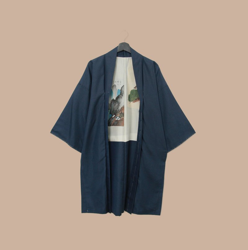 Back to Green-日本帶回羽織 山谷與老鷹  M-34 /vintage kimono - 女大衣/外套 - 絲．絹 
