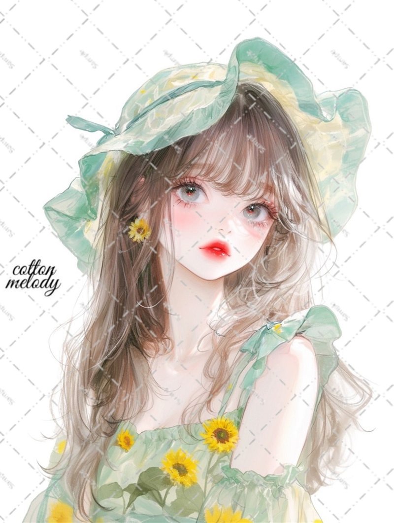 original sticker no.5857 人物ステッカー オリジナルステッカー 人物ステッカー 女の子ステッカー オリジナル人物ステッカー - 貼紙 - 紙 