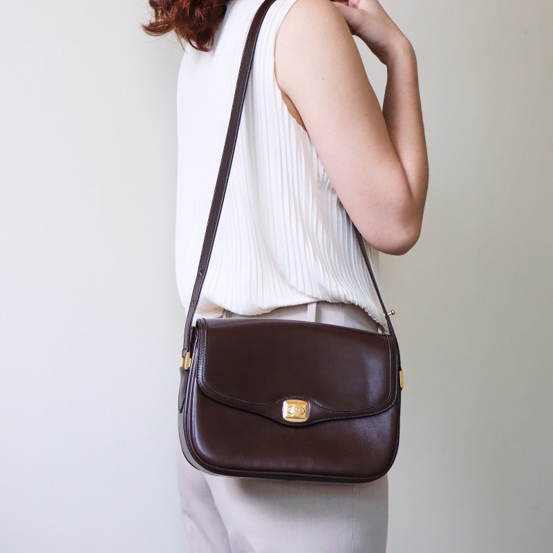 Vintage Bally Dark Brown 2way Shoulder Bag - Messenger Bags & Sling Bags - Genuine Leather Brown