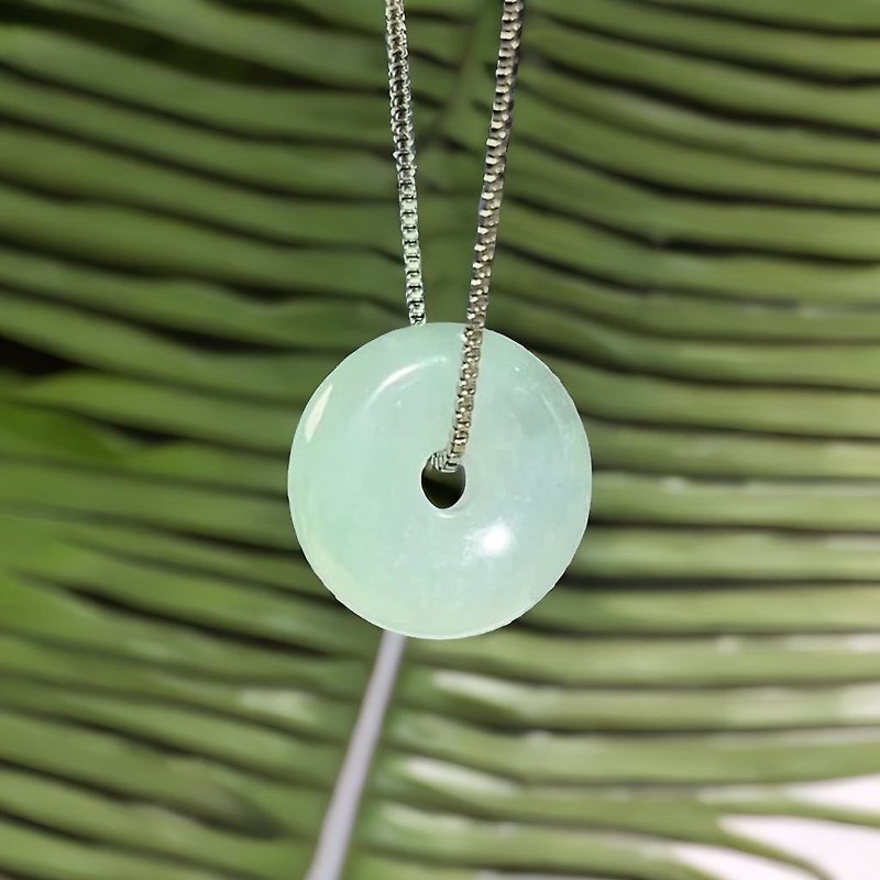 【May‧Peace】Ice Green Jadeite Peace Buckle Necklace | Natural Burmese Jadeite A Grade | Gift - Charms - Jade Transparent