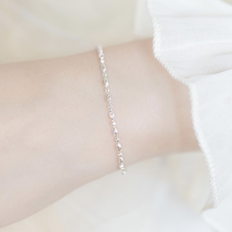 Classic Faceted Silver 925 Sterling Silver Bracelet - สร้อยข้อมือ - เงินแท้ สีเงิน