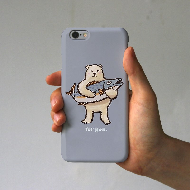 IPhonePlus case From white polar bear Present (gray) - เคส/ซองมือถือ - กระดาษ สีเทา