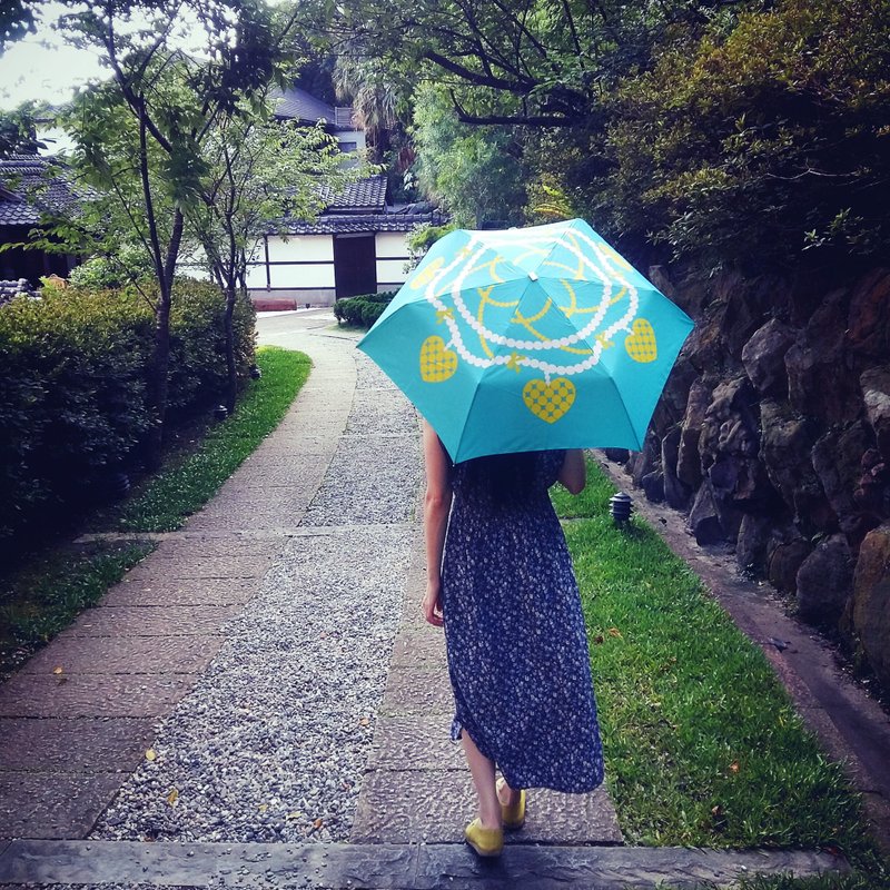 手開折傘 防曬超輕設計晴雨傘 - 珍珠項鍊 - 雨傘/雨衣 - 防水材質 藍色