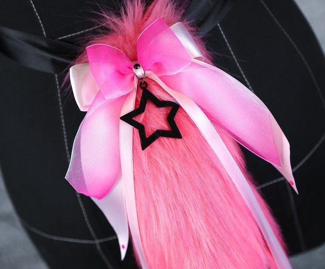 Pink Star Fox Ears and Tail Set Faux Fur Ears and Tail Set