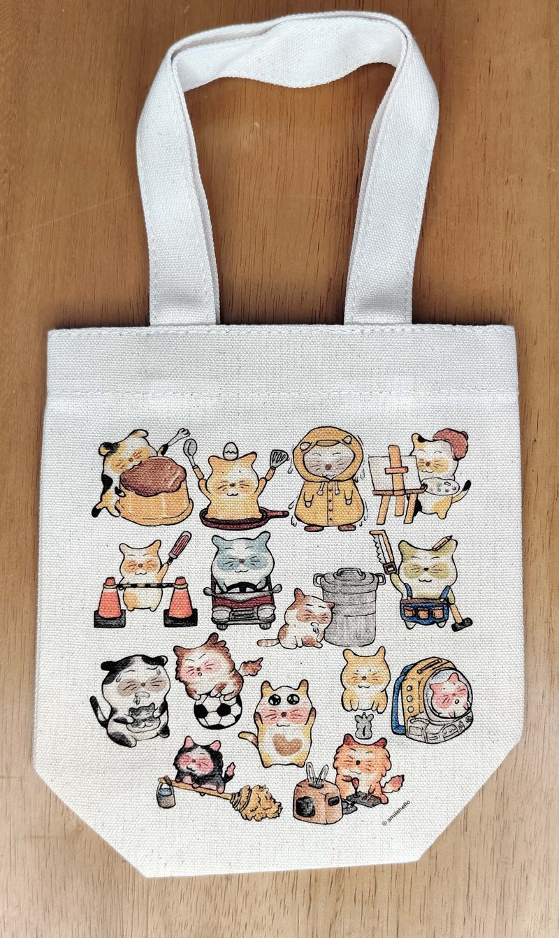 Beverage bag/canvas bag/reusable bag/carrying bag/shoulder bag Cat’s Life I (can hold hand-held drinks) - Handbags & Totes - Other Materials Multicolor