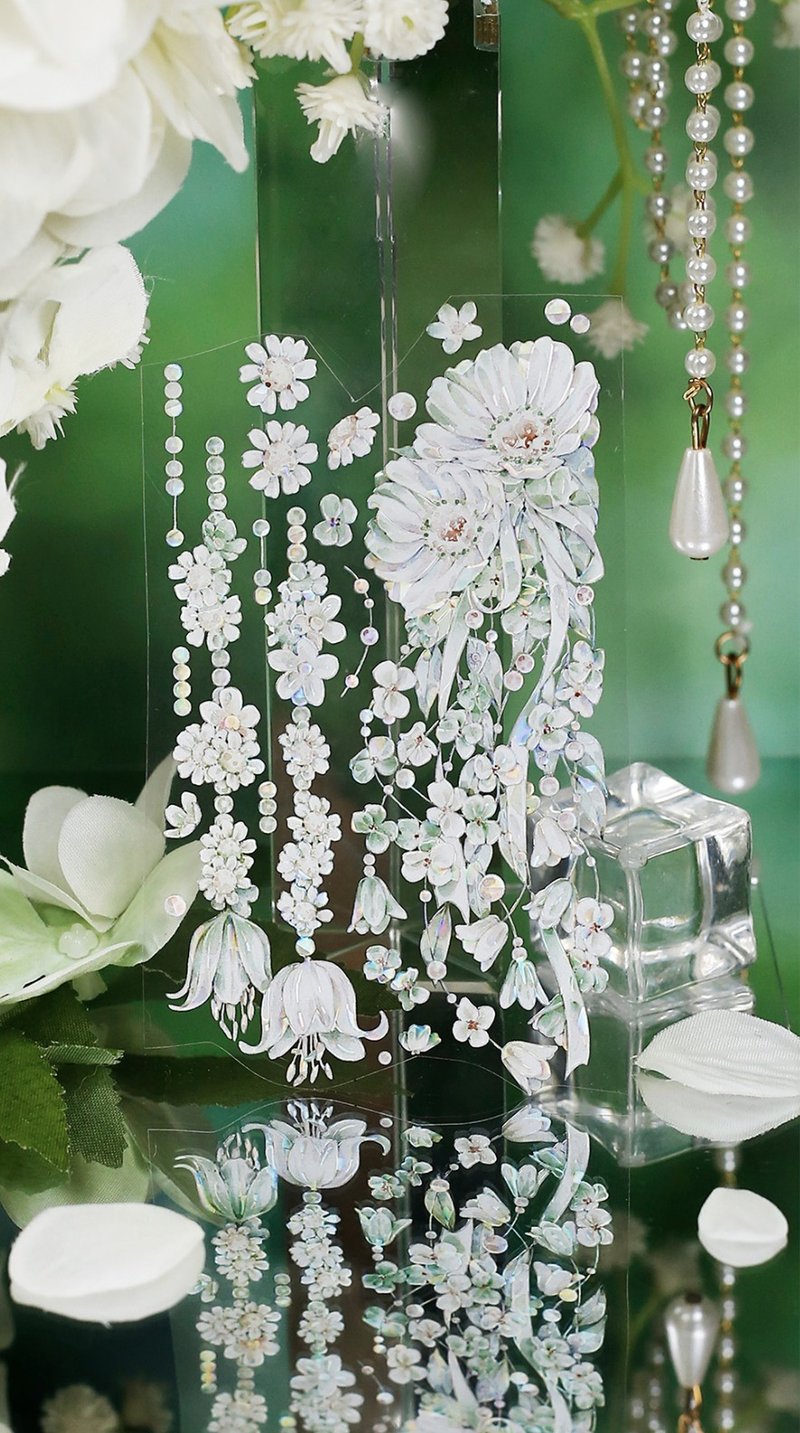 翠幕流螢 花の雨 (桜/朝顔/紫陽花) PET 和紙膠帶 貝殼光 10米卷 - 紙膠帶/和紙/PET - 其他材質 綠色