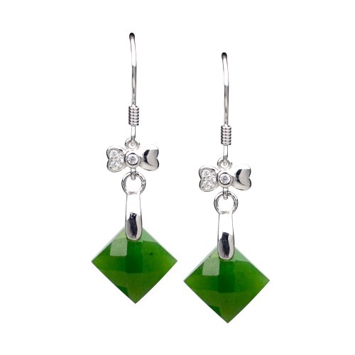正佳珠寶 Gemsrich Jewelry 【正佳珠寶】和田碧玉 精刻角度碧玉耳環 獨特碧玉鑽石切面耳環