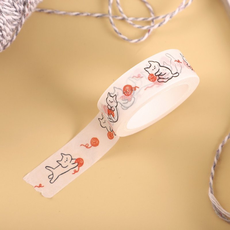 Washi tape - Hiyo and the red yarn - 紙膠帶/和紙/PET - 紙 紅色