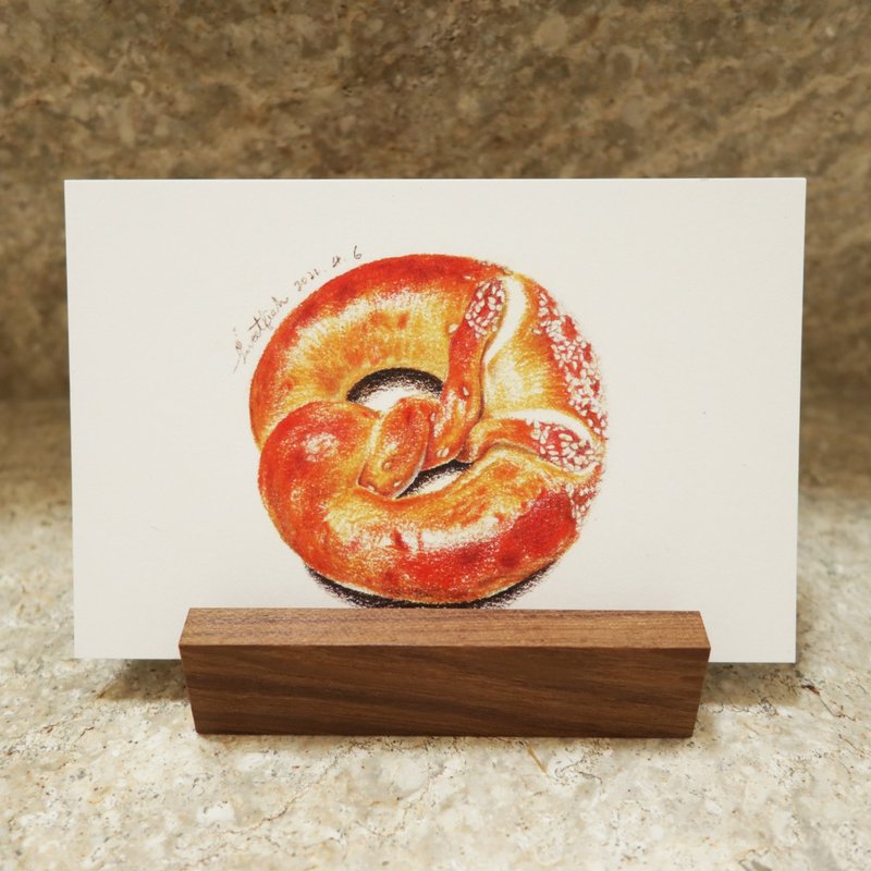 German soft pretzel－postcard/ food postcard/ food card/ food illustration - การ์ด/โปสการ์ด - กระดาษ สีส้ม