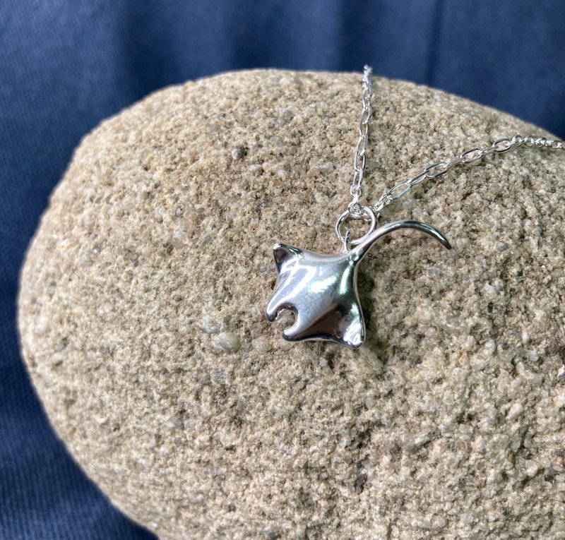 Manta Ray Necklace - Necklaces - Sterling Silver Silver