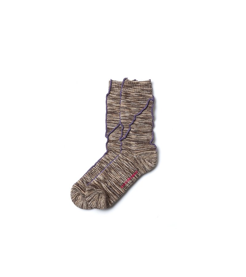 Overlock Stitch AW Collection (Sewn Rock) - ถุงเท้า - ผ้าฝ้าย/ผ้าลินิน สีกากี