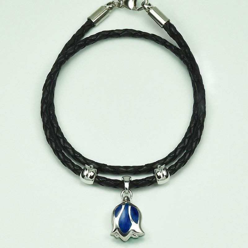 Tulip Bracelet-Cobalt Blue (Italian Genuine Leather) - Bracelets - Silver Blue