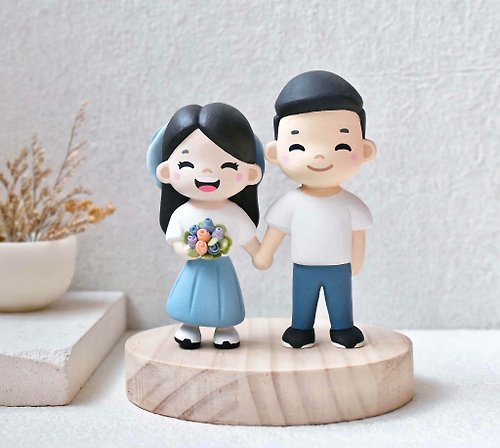 巧物ciaowo 客製化人物公仔 雙人 可愛小木雕 結婚禮物 人偶訂製 療癒擺飾