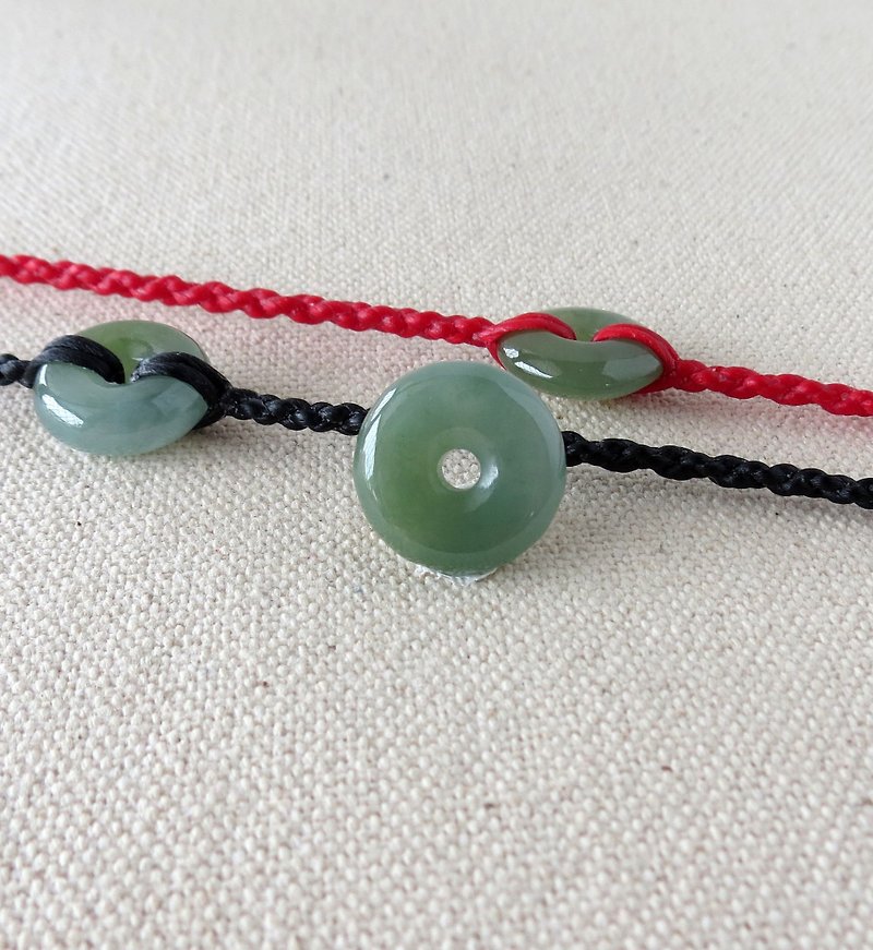 [Lucky ‧ Ping An] Nuo Bing Ping An Jade Silk Wax Bracelet*Four Strands*E01 * This year - Bracelets - Other Metals Green