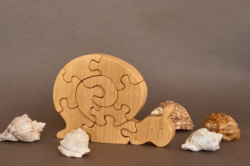 Wooden Snail animal puzzle toy figurine baby - 寶寶/兒童玩具/玩偶 - 木頭 透明