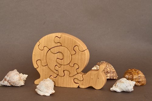 beliwoodtoys Wooden Snail animal puzzle toy figurine baby