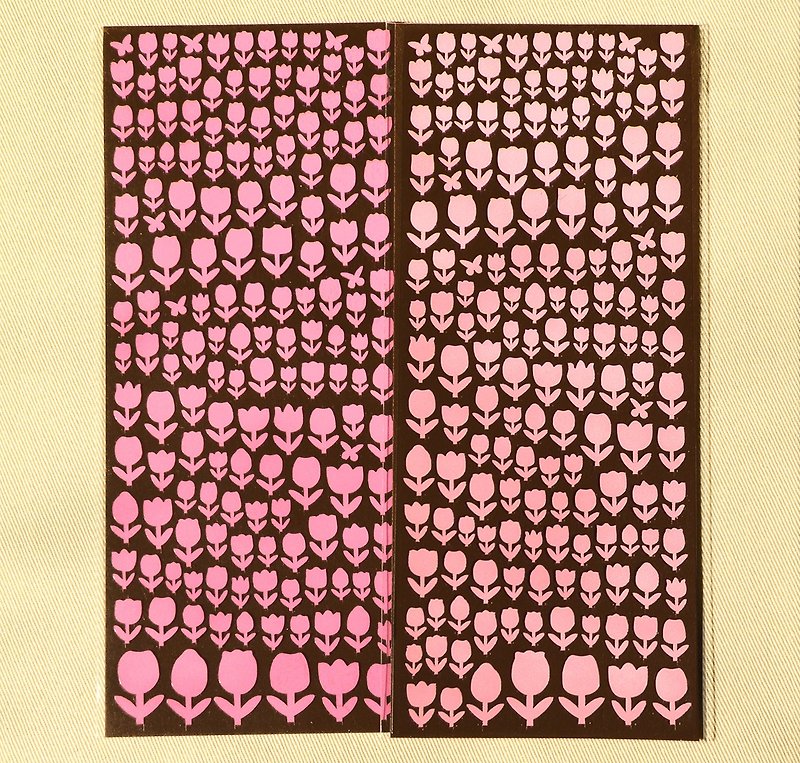 Q版鬱金香花貼紙 - 貼紙 - 防水材質 粉紅色